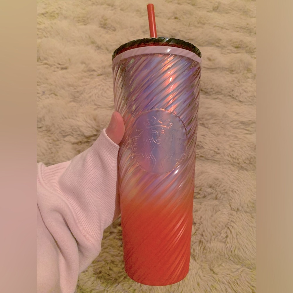 Starbucks Red and Pink Tumbler with Straw